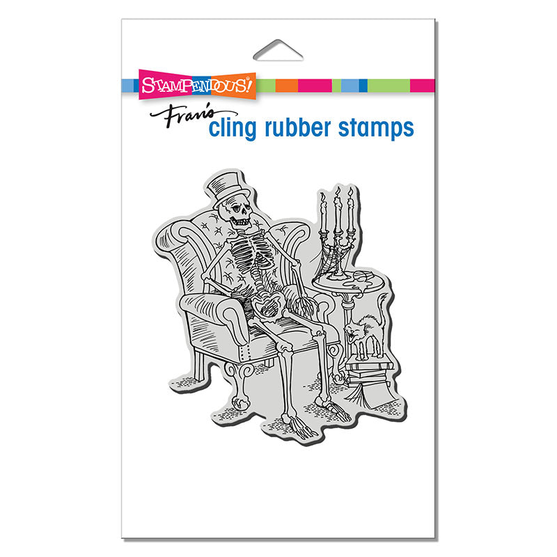 Stampendous Cling Rubber Stamp Seated Skeleton