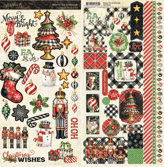 Graphic45 Merry-ful Greetings Cardstock Sticker Set