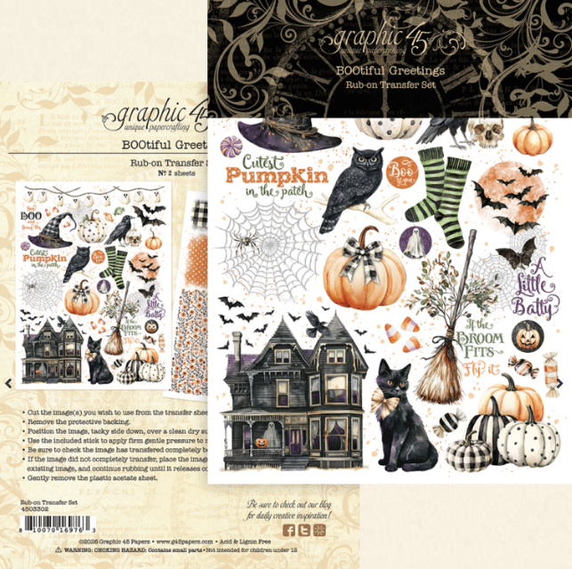 Graphic45 BOOtiful Greetings Rub-on Transfer Set