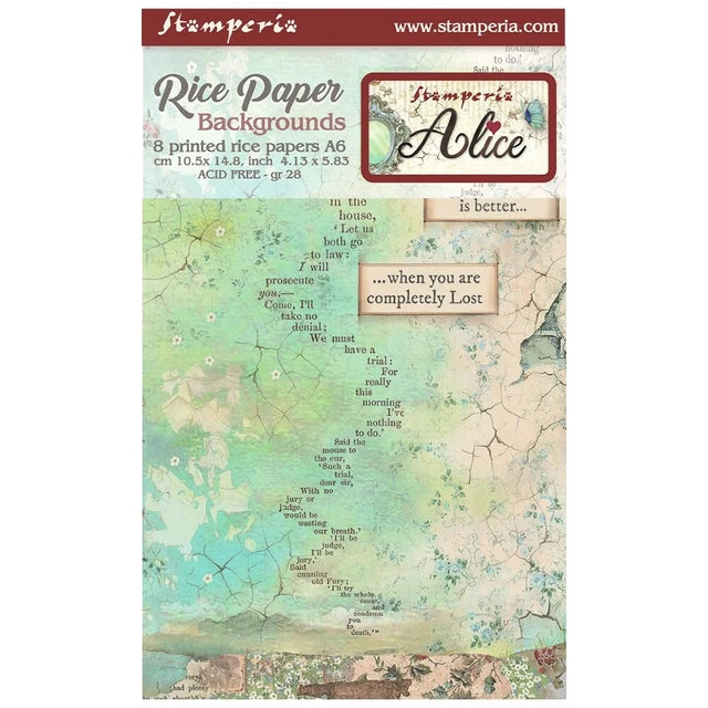 Stamperia Rice Paper Backgrounds Alice