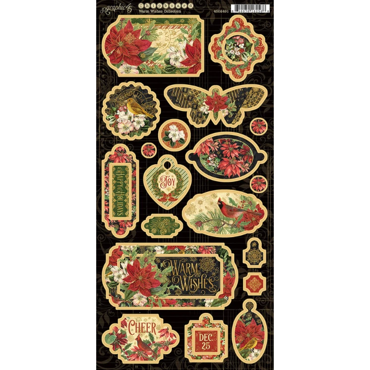 Graphic45 Warm Wishes Collection Chipboard