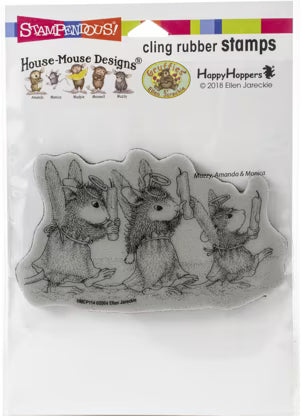 House-Mouse Cling Rubber Stamp Angel Procession