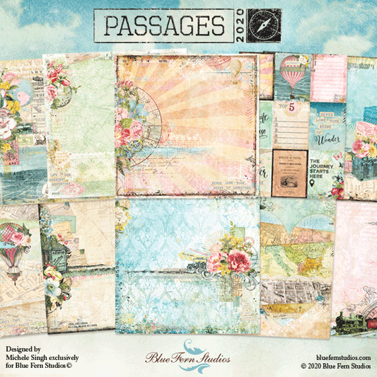 Blue Fern Studios Passages Collection 12 x 12 Scrapbook Paper