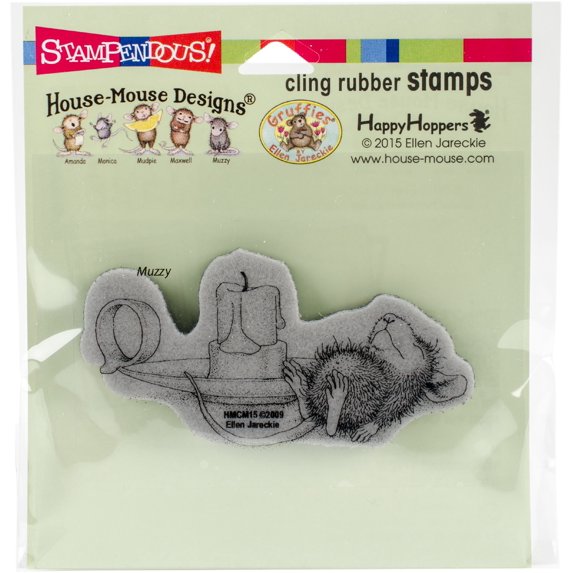 House-Mouse Cling Rubber Stamp Nap by Candle