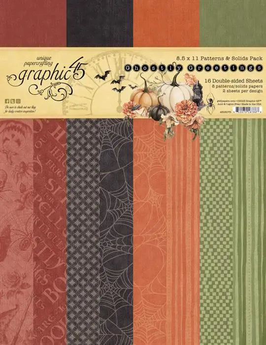 Graphic45 Ghostly Greetings Patterns & Solids Pack 8.5 x 11