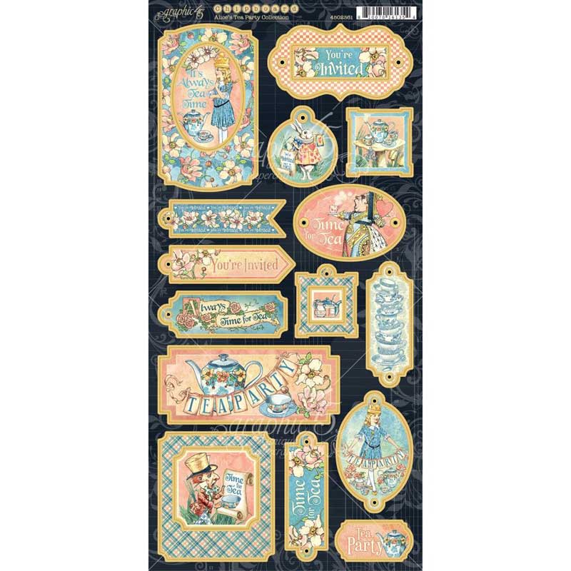 Graphic45 Chipboard Alice's Tea Party Collection
