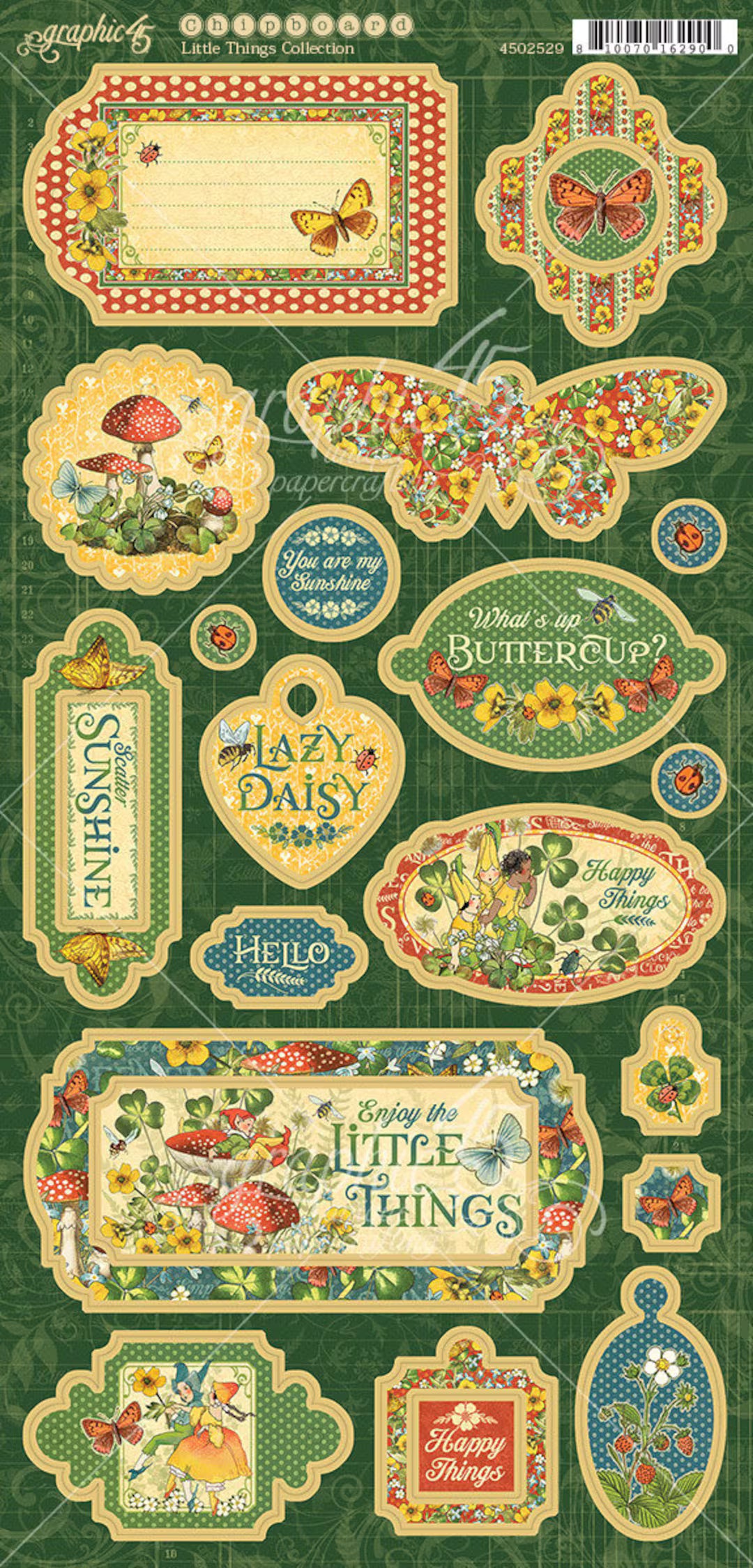 Graphic45 Little Things Collection Chipboard