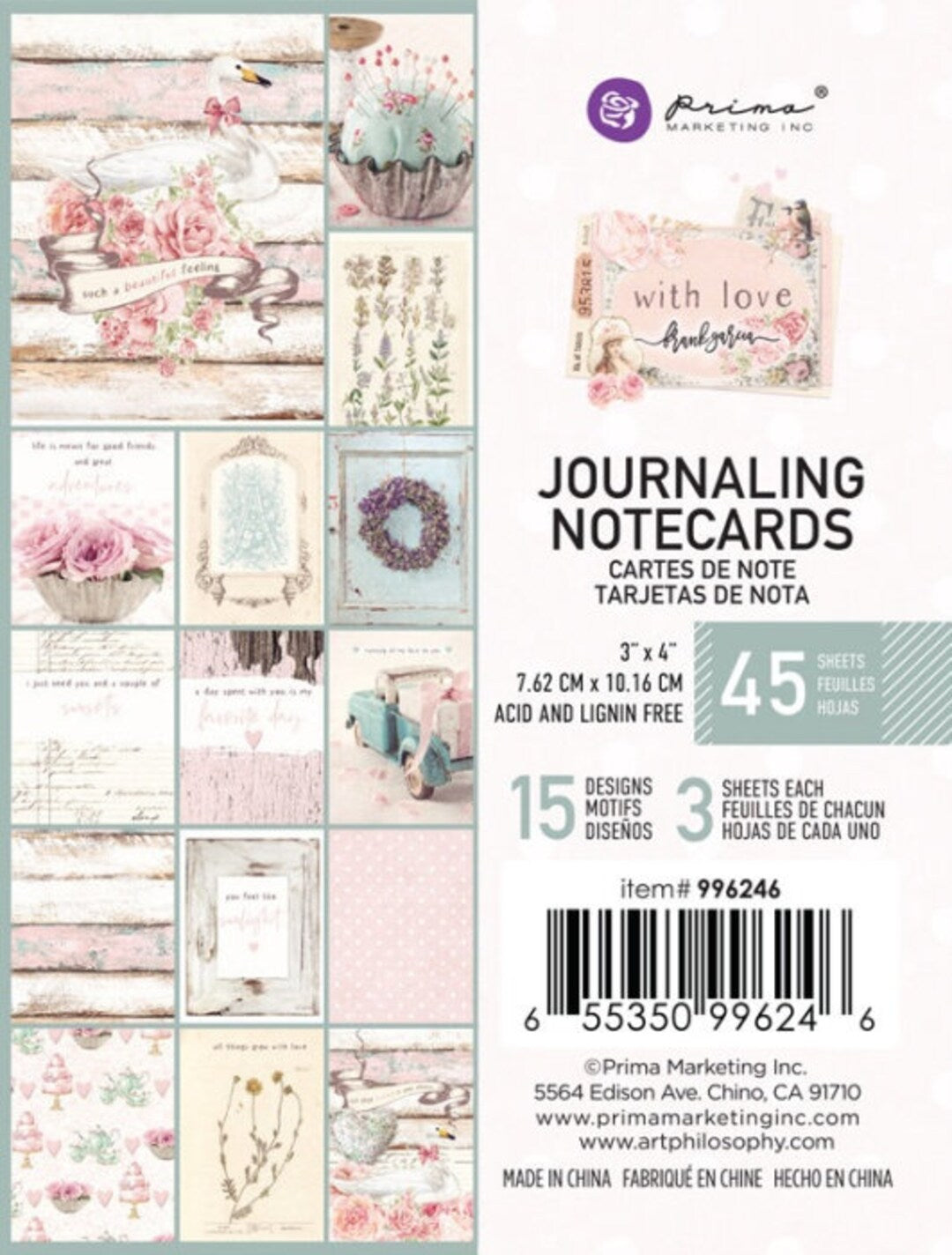 Prima Journaling Notecards With Love 3 x 4