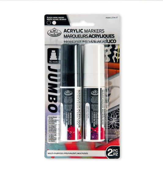 Royal & Langnickel Acrylic Markers Black/White Jumbo 2 Pk