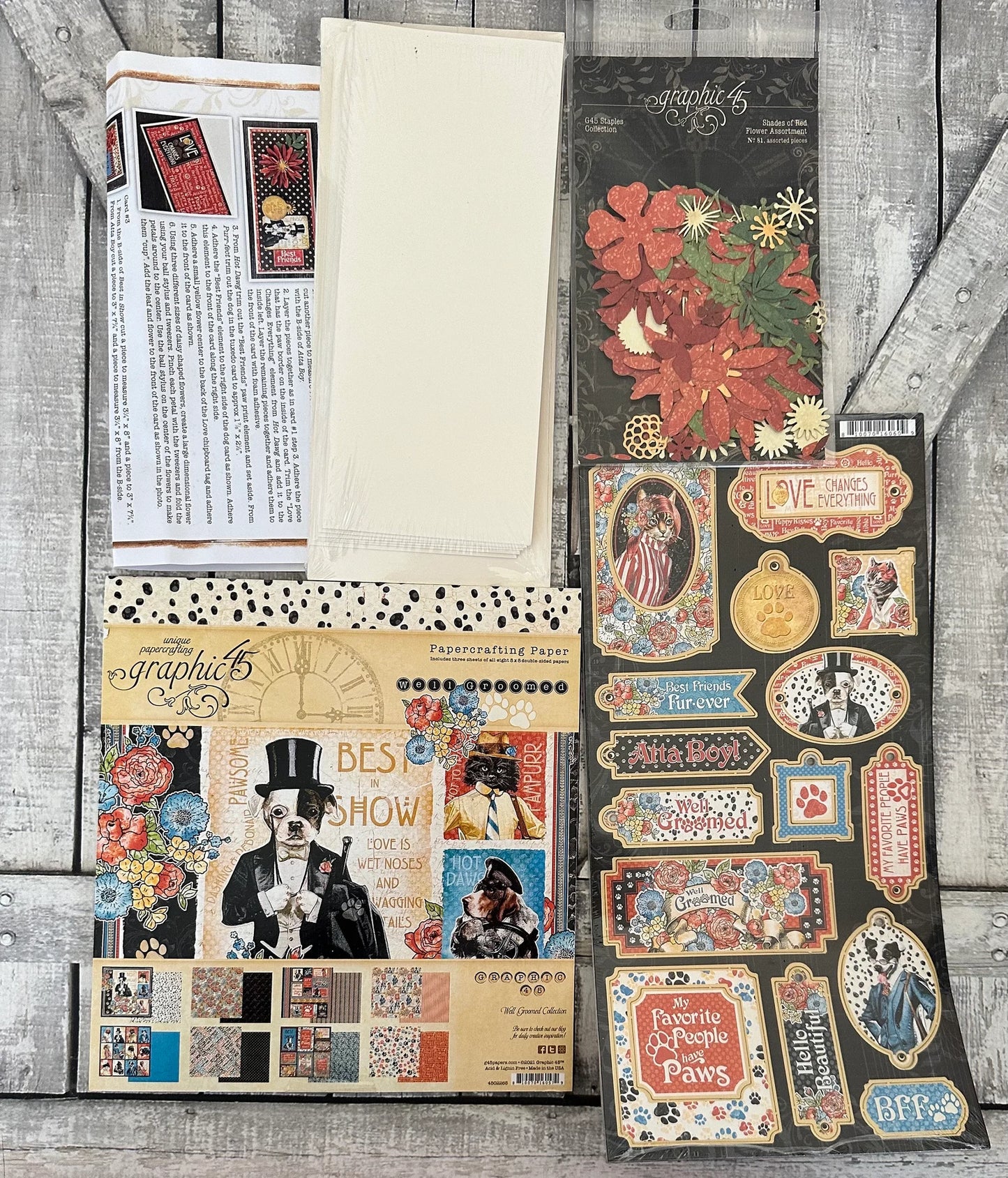 Graphic45 Well Groomed Floral Slim-Line Card Set