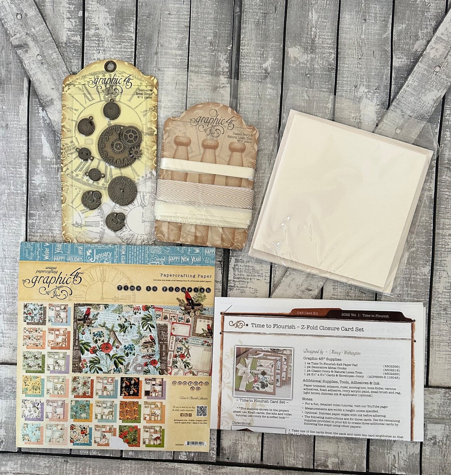 Graphic45 Time to Flourish Z-Fold Closure Card Set