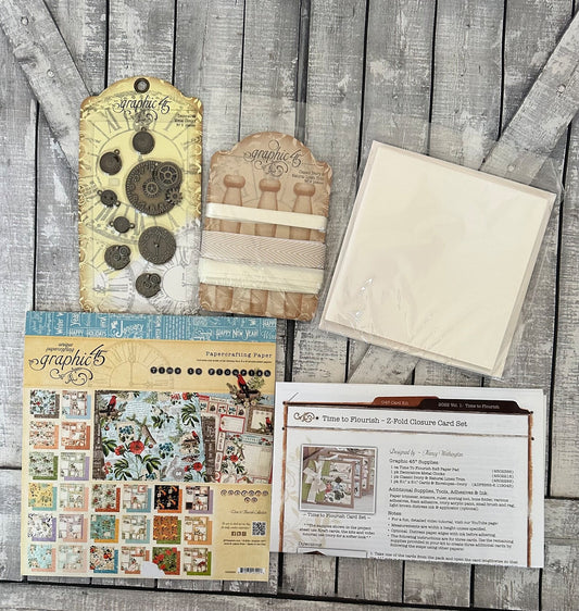 Graphic45 Time to Flourish Z-Fold Closure Card Set