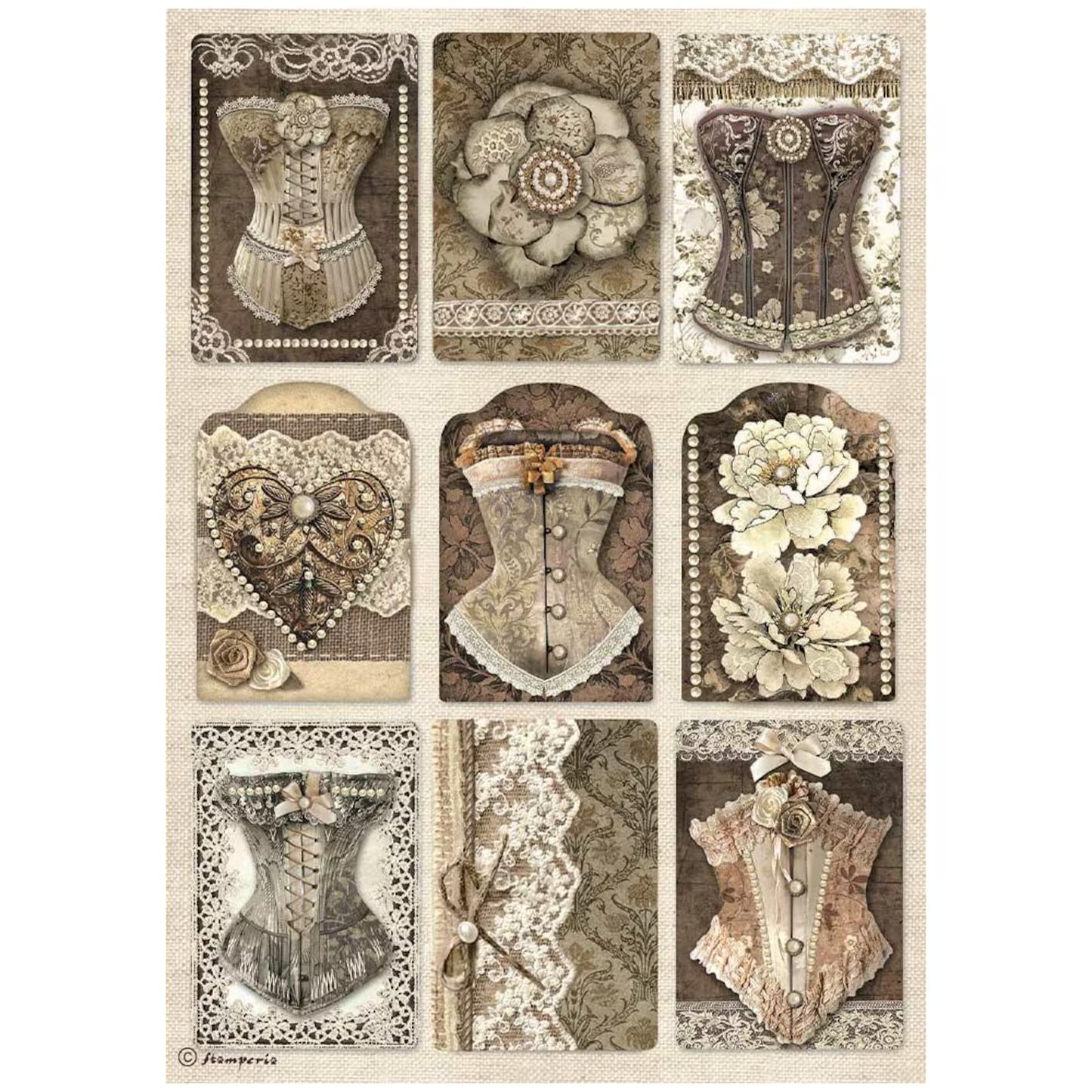 Stamperia Rice Paper Old Lace Corsets
