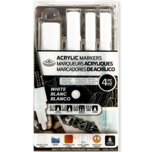 Royal & Langnickel Acrylic Markers White 4 Pk