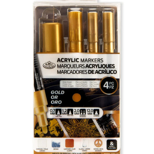 Royal & Langnickel Acrylic Markers Gold 4 Pk