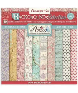 Stamperia Alice Background Selection 8 x 8