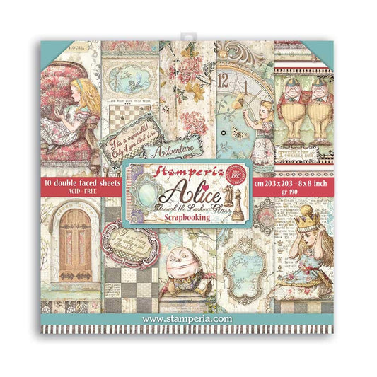 Stamperia Alice Through the Looking Glass 8 x 8 Paper Pack
